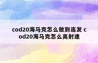 cod20海马克怎么做到连发 cod20海马克怎么高射速